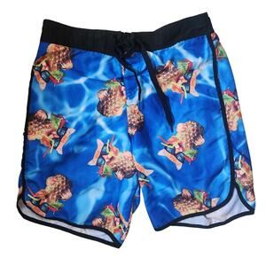 Bioworld cats and pineapples swim trunks board short size Medium